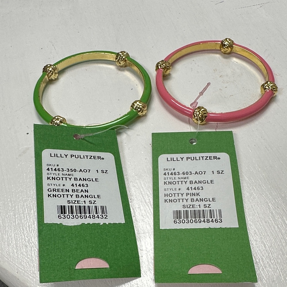 Lilly Pulitzer Bangle Bracelet bundle Pink and Green 🦩🐢